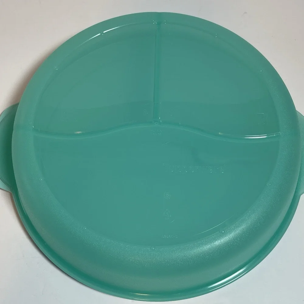 Tupperware Crystal Wave Plus #3284C Divided Container Dish w/ Lid Teal Blue Nice